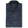 Bugatchi Men's Dark Night Blue Spread Collar Regular Placket No Pocket Long Sleeve Shaped Fit