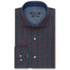 Bugatchi Men's Dotted Night Blue Spread Collar Regular Placket No Pocket Long Sleeve Shaped Fit