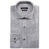 Bugatchi Men's Floral Platinum Spread Collar Regular Placket No Pocket Long Sleeve Shaped Fit