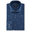 Bugatchi Men's Floral Indigo Spread Collar Regular Placket No Pocket Long Sleeve Shaped Fit