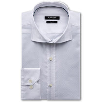 Bugatchi Men's Oval White Spread Collar Regular Placket No Pocket Long Sleeve Shaped Fit