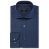 Bugatchi Men's Denim Indigo Spread Collar Regular Placket No Pocket Long Sleeve Shaped Fit
