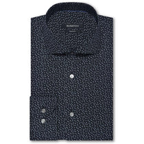 Bugatchi Men's Caviar Spread Collar French Placket No Pocket Long Sleeve Shaped Fit