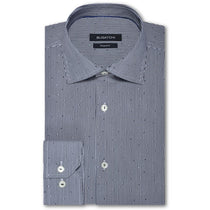 Bugatchi Men's Black Point Collar French Placket No Pocket Long Sleeve Shaped Fit