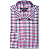 Bugatchi Men's Plaid Berry Spread Collar French Placket No Pocket Long Sleeve Shaped Fit