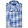 Bugatchi Men's Plaid Classic Blue Spread Collar French Placket No Pocket Long Sleeve Shaped Fit