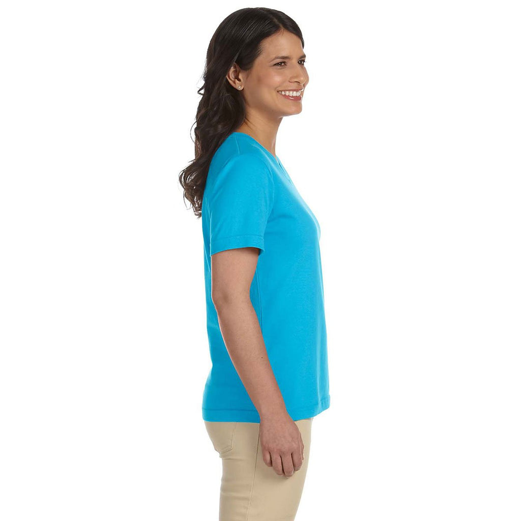 LAT Women's Aqua V-Neck Premium Jersey T-Shirt