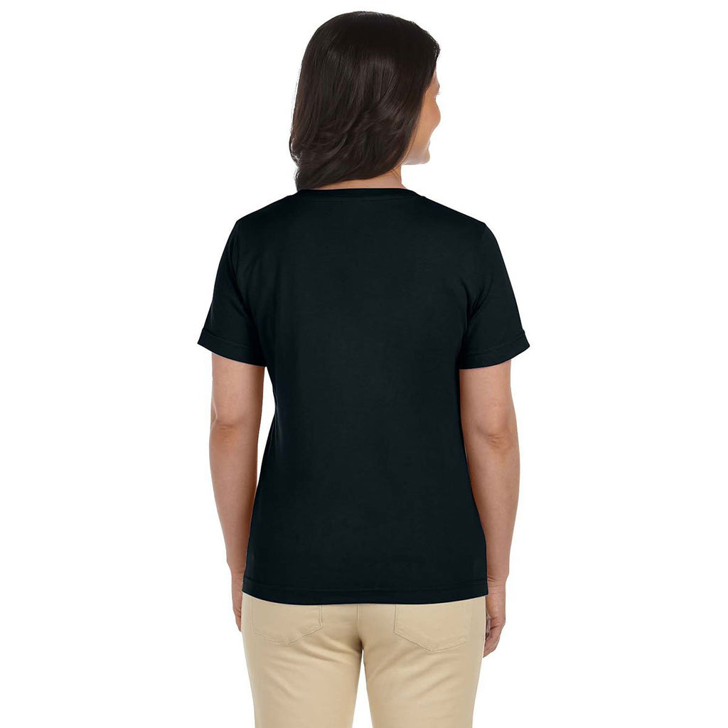 LAT Women's Black V-Neck Premium Jersey T-Shirt