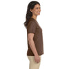 LAT Women's Brown V-Neck Premium Jersey T-Shirt