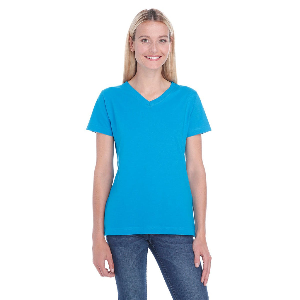 LAT Women's Cobalt V-Neck Premium Jersey T-Shirt