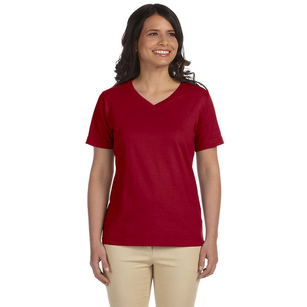 LAT Women's Garnet V-Neck Premium Jersey T-Shirt