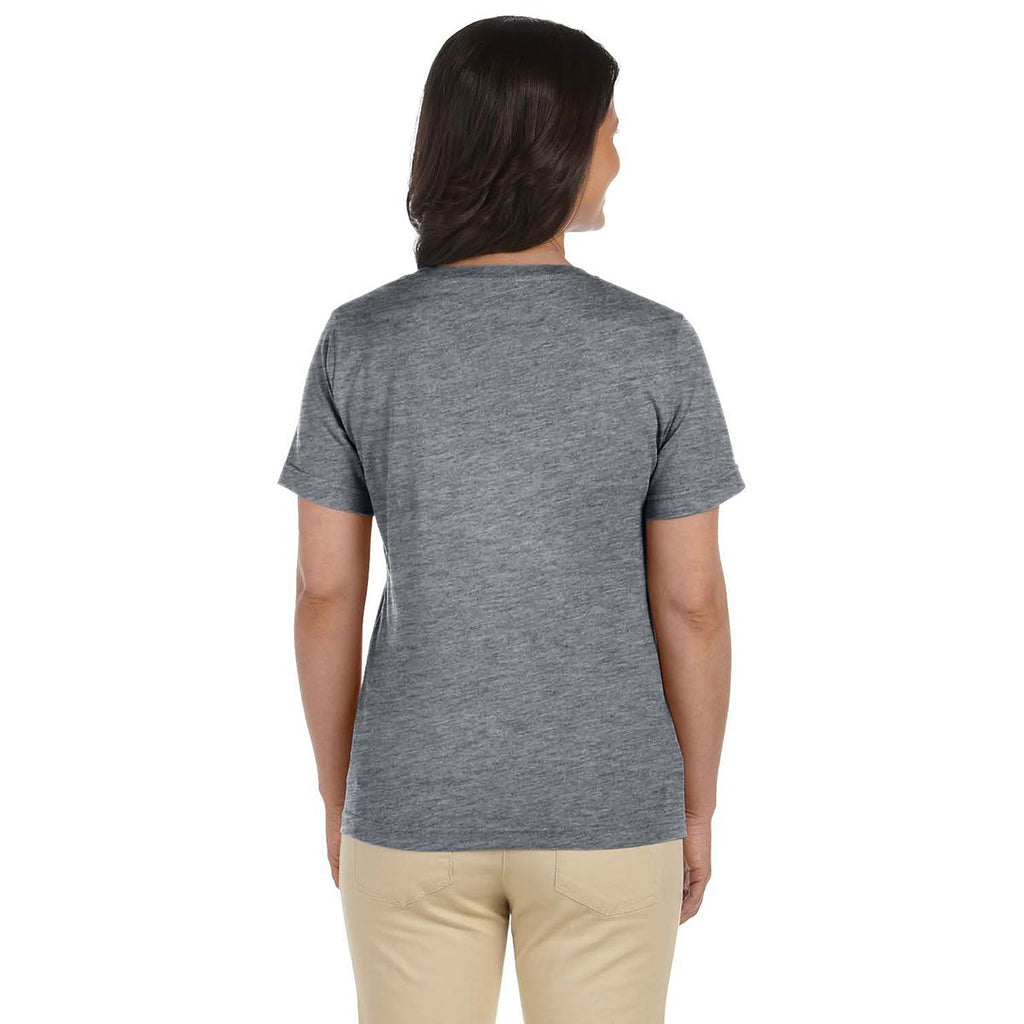LAT Women's Granite Heather V-Neck Premium Jersey T-Shirt