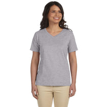 LAT Women's Heather V-Neck Premium Jersey T-Shirt