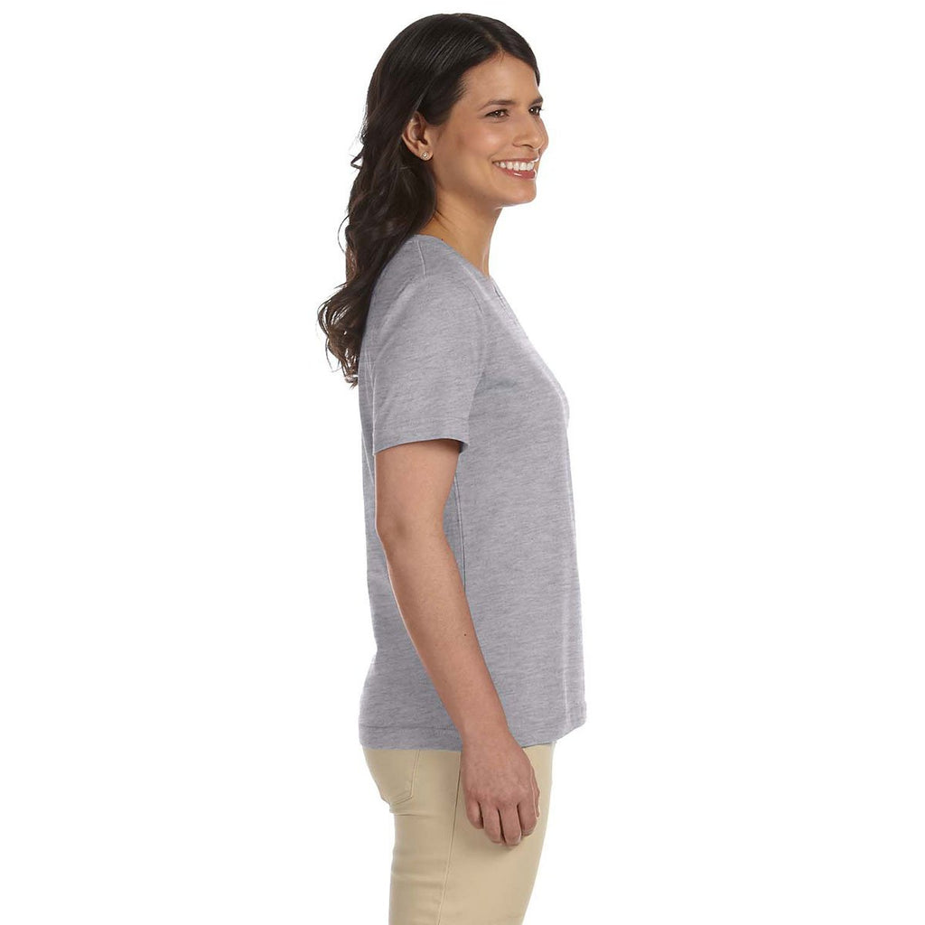 LAT Women's Heather V-Neck Premium Jersey T-Shirt