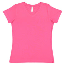 LAT Women's Hot Pink V-Neck Premium Jersey T-Shirt