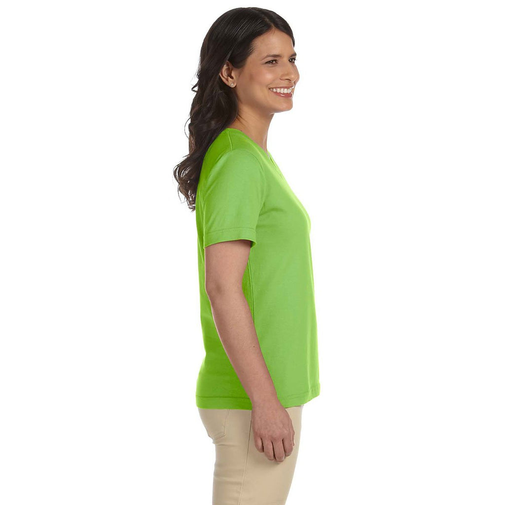LAT Women's Key Lime V-Neck Premium Jersey T-Shirt