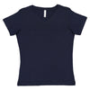 LAT Women's Navy V-Neck Premium Jersey T-Shirt