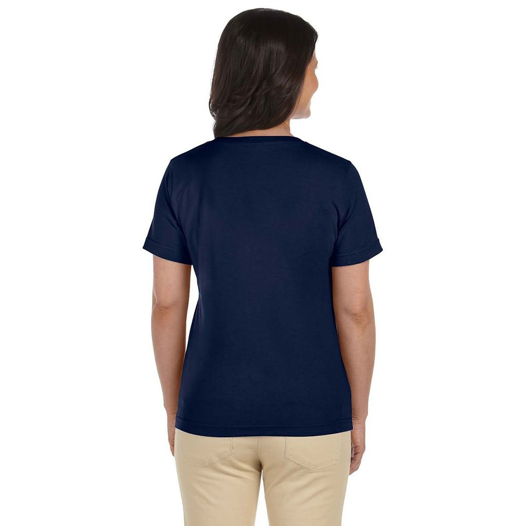 LAT Women's Navy V-Neck Premium Jersey T-Shirt