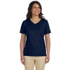 LAT Women's Navy V-Neck Premium Jersey T-Shirt