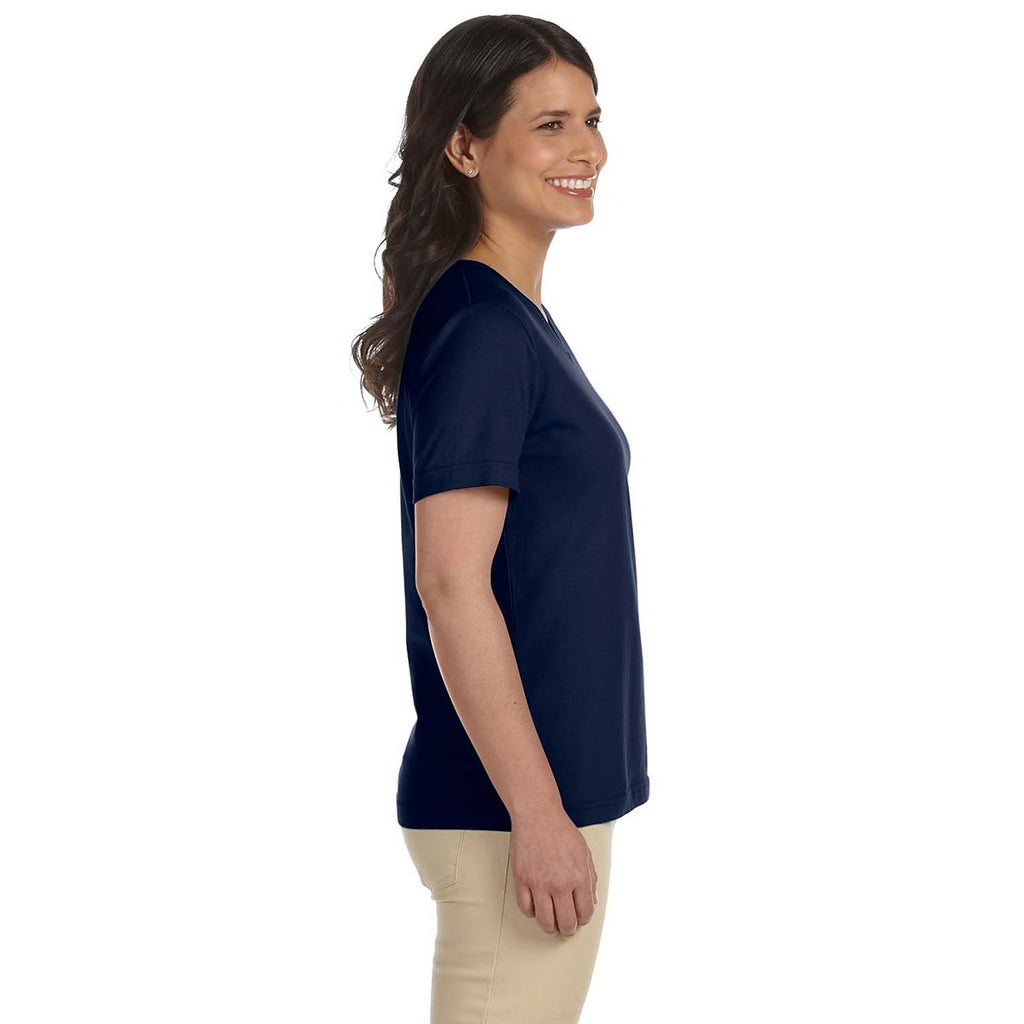 LAT Women's Navy V-Neck Premium Jersey T-Shirt