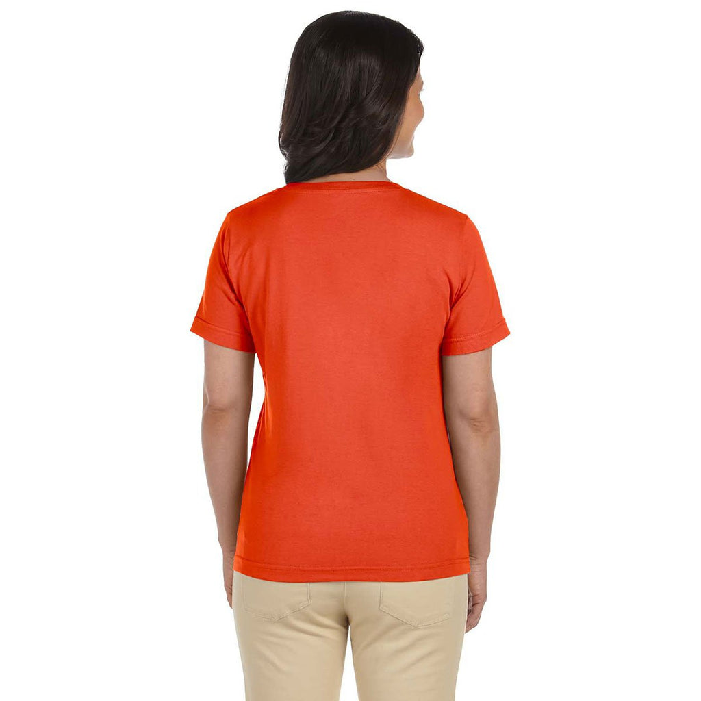 LAT Women's Orange V-Neck Premium Jersey T-Shirt