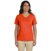 LAT Women's Orange V-Neck Premium Jersey T-Shirt