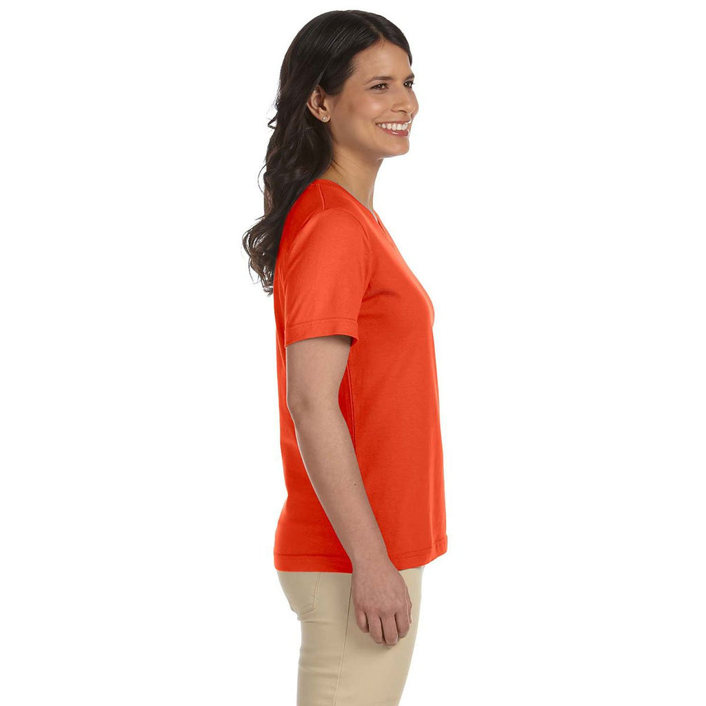 LAT Women's Orange V-Neck Premium Jersey T-Shirt