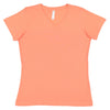 LAT Women's Papaya V-Neck Premium Jersey T-Shirt