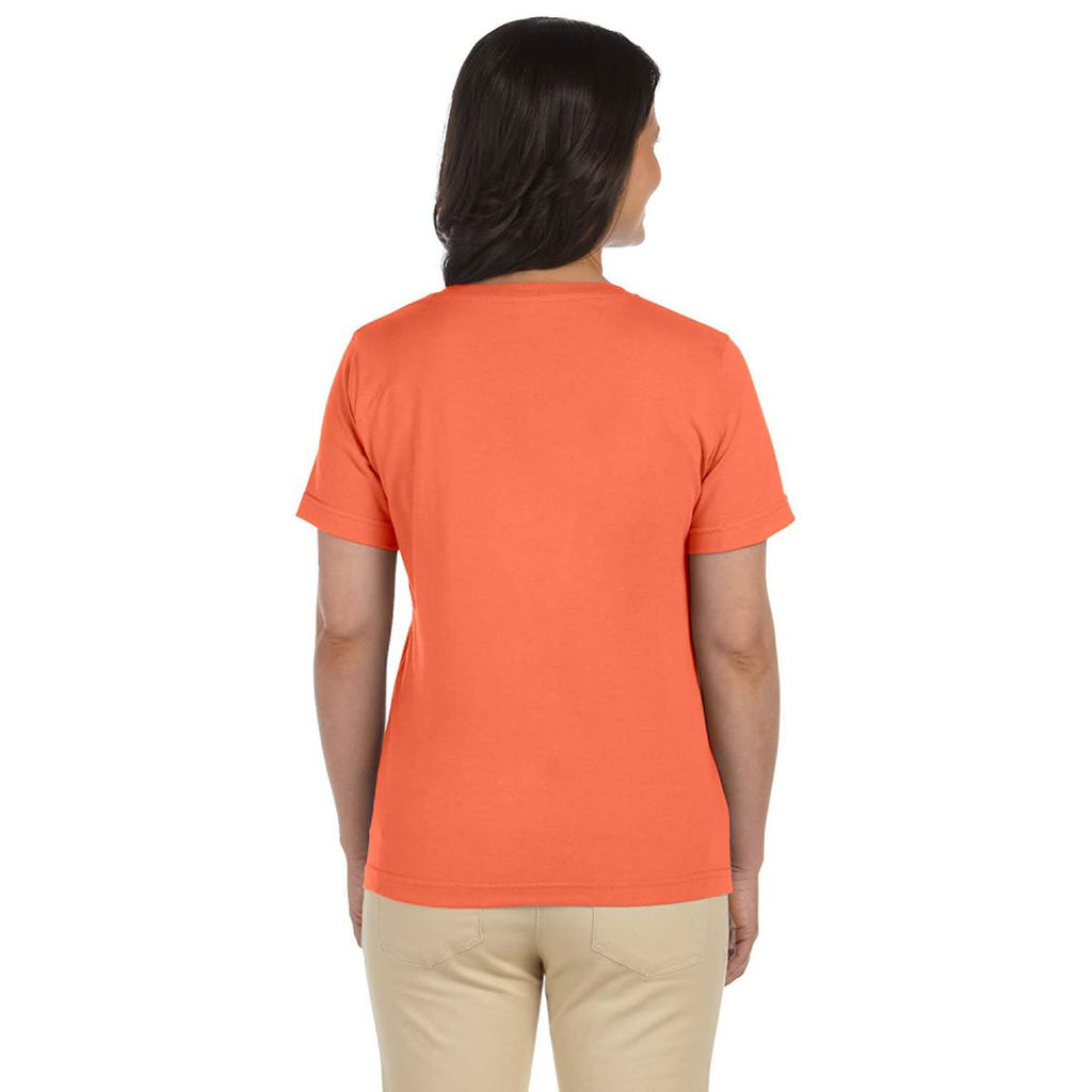 LAT Women's Papaya V-Neck Premium Jersey T-Shirt