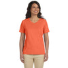 LAT Women's Papaya V-Neck Premium Jersey T-Shirt