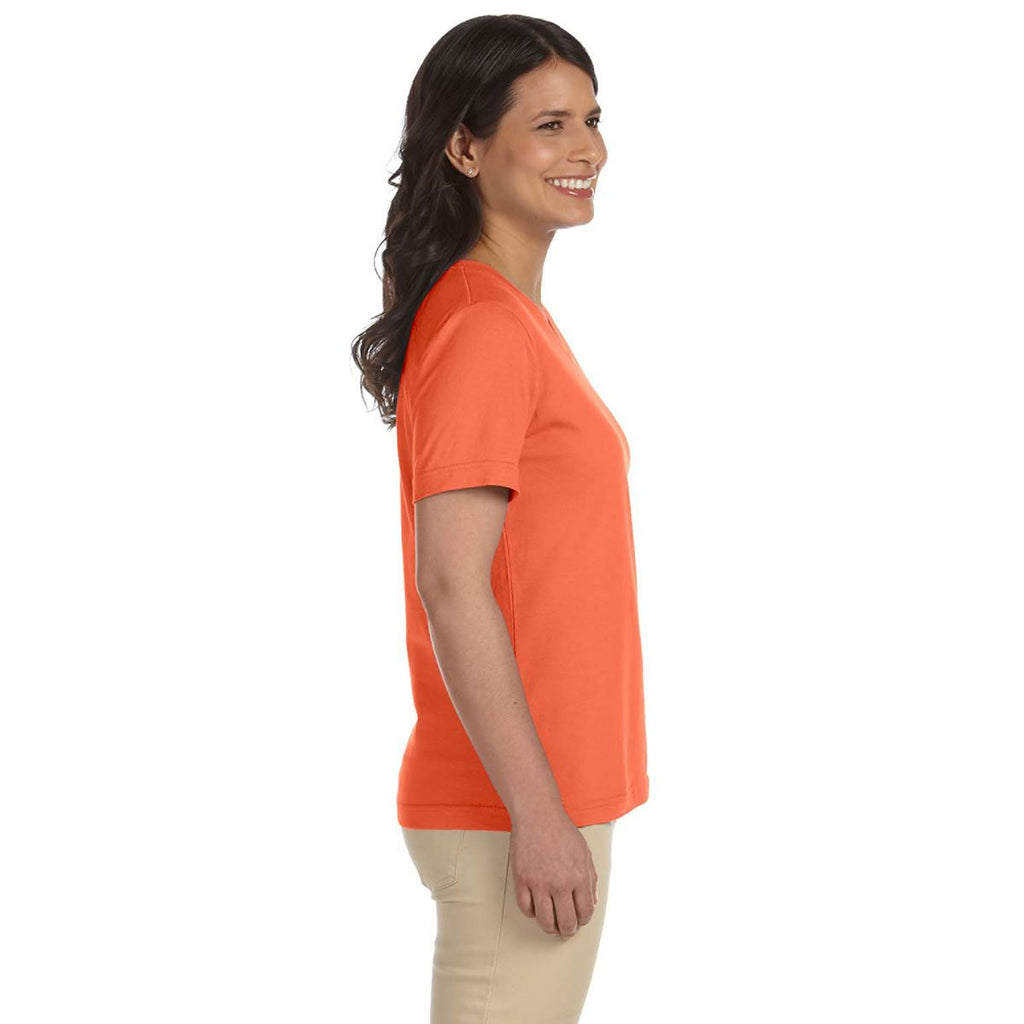 LAT Women's Papaya V-Neck Premium Jersey T-Shirt
