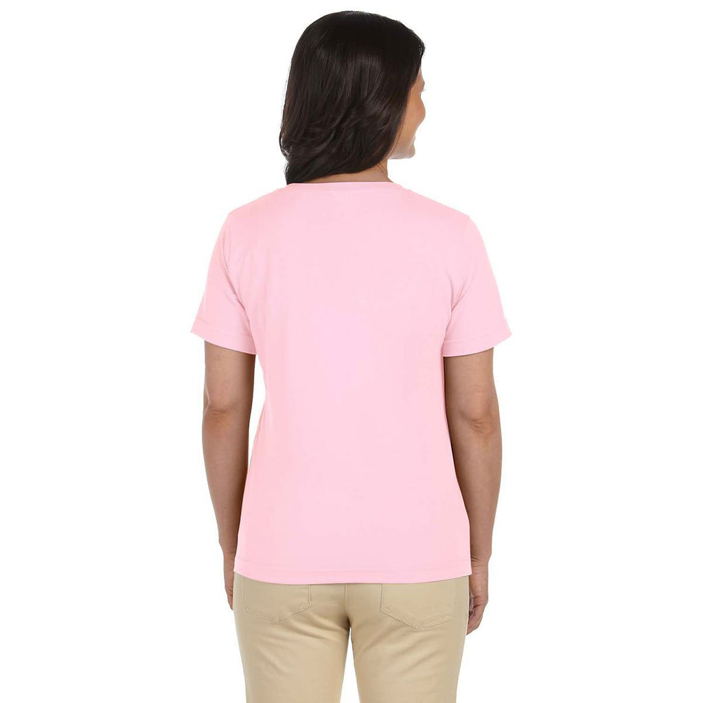LAT Women's Pink V-Neck Premium Jersey T-Shirt