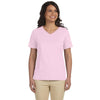 LAT Women's Pink V-Neck Premium Jersey T-Shirt