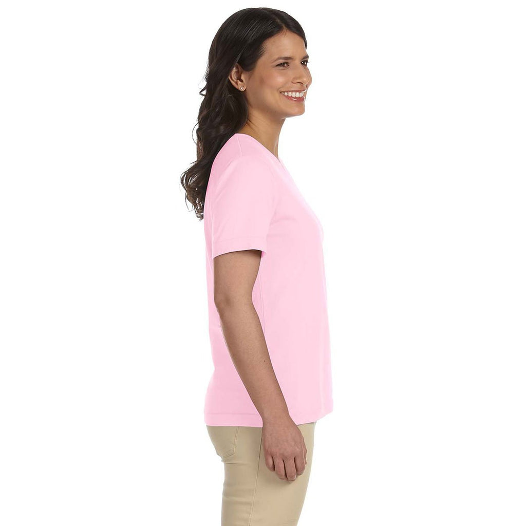 LAT Women's Pink V-Neck Premium Jersey T-Shirt