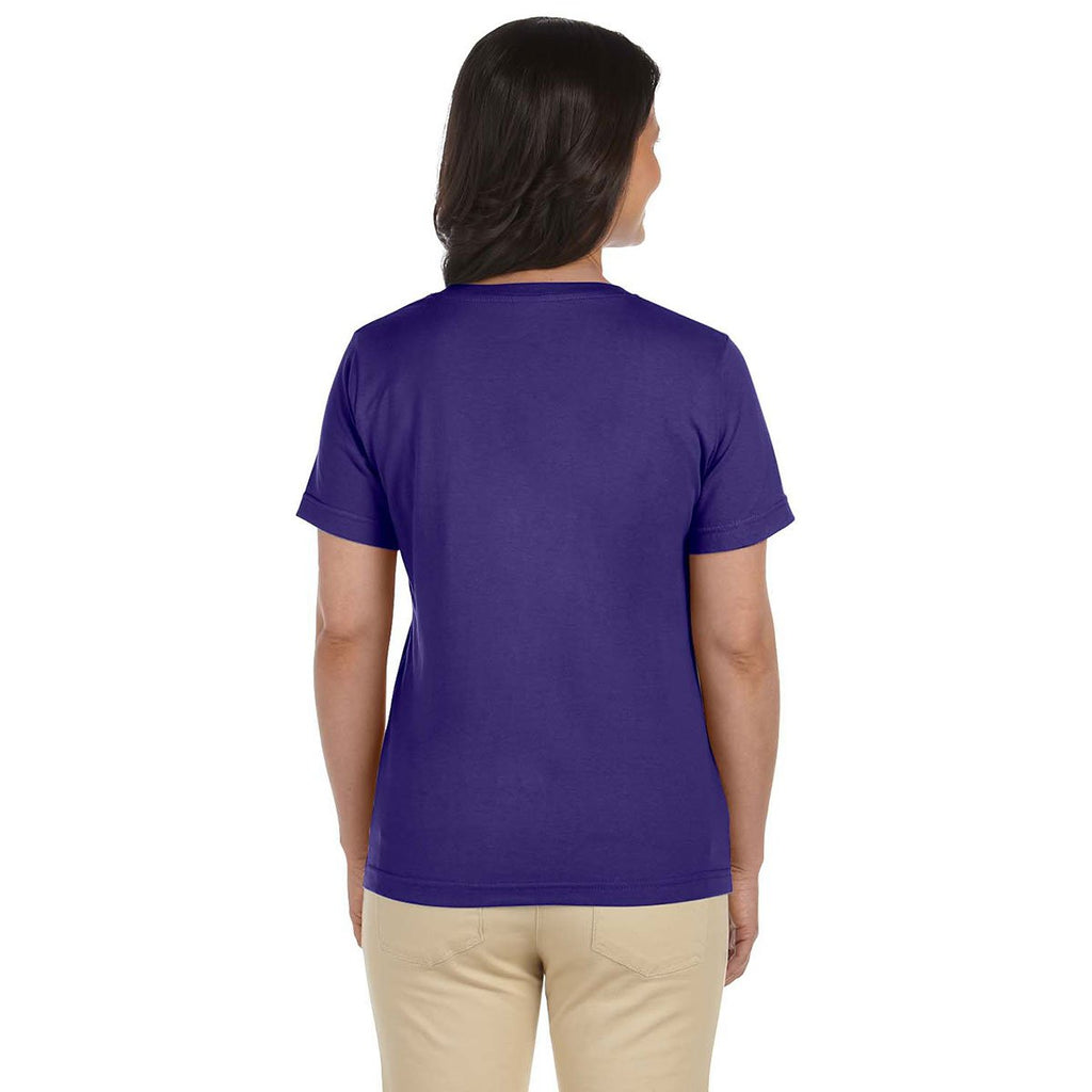 LAT Women's Purple V-Neck Premium Jersey T-Shirt