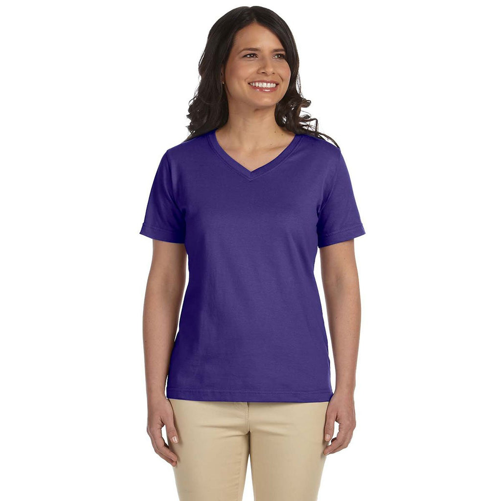 LAT Women's Purple V-Neck Premium Jersey T-Shirt