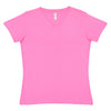 LAT Women's Raspberry V-Neck Premium Jersey T-Shirt