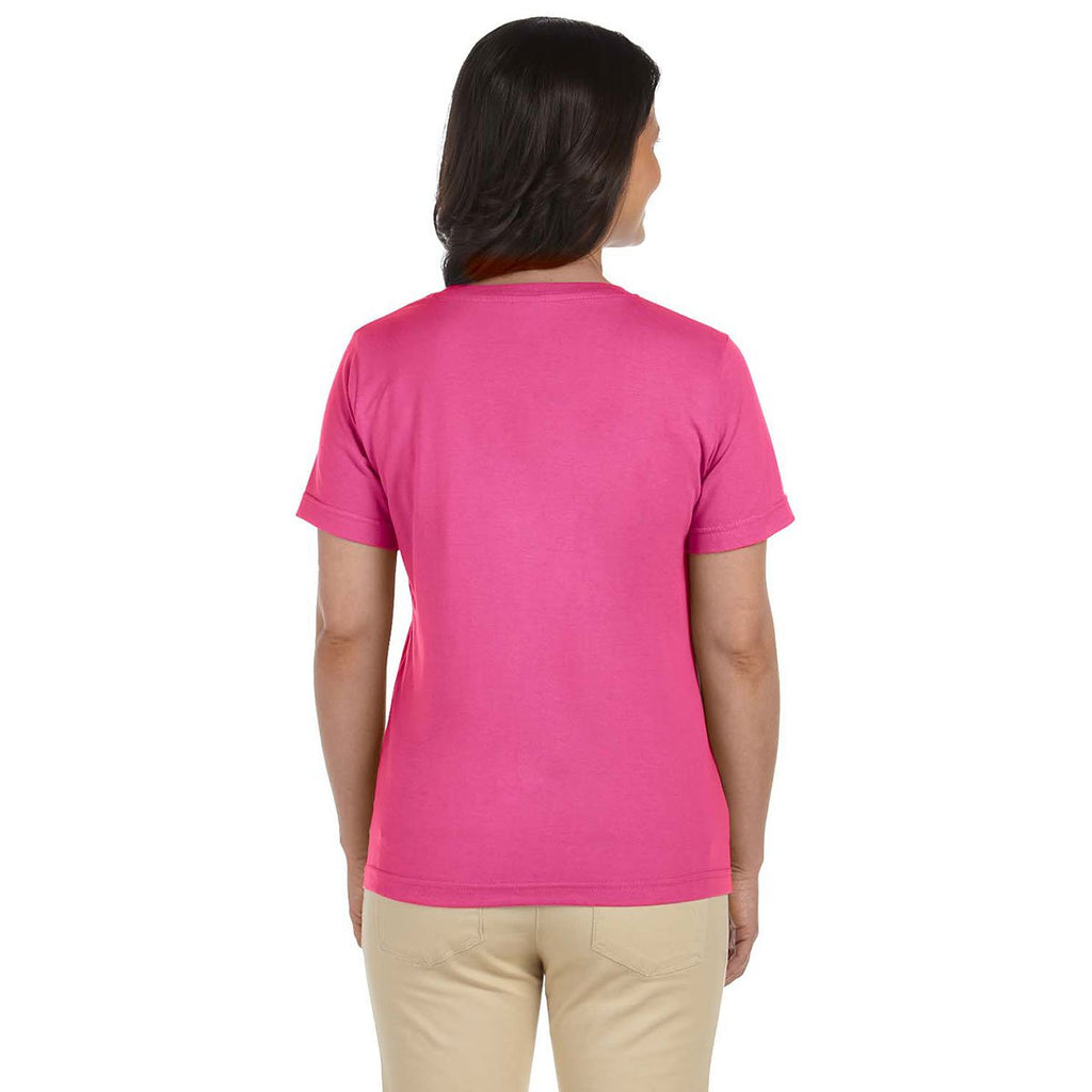 LAT Women's Raspberry V-Neck Premium Jersey T-Shirt