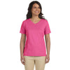 LAT Women's Raspberry V-Neck Premium Jersey T-Shirt
