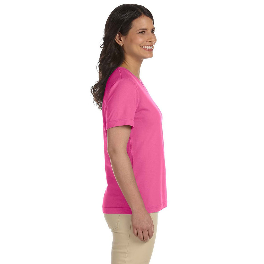 LAT Women's Raspberry V-Neck Premium Jersey T-Shirt