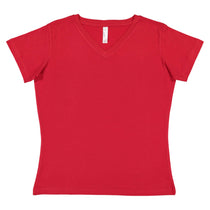 LAT Women's Red V-Neck Premium Jersey T-Shirt