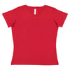 LAT Women's Red V-Neck Premium Jersey T-Shirt