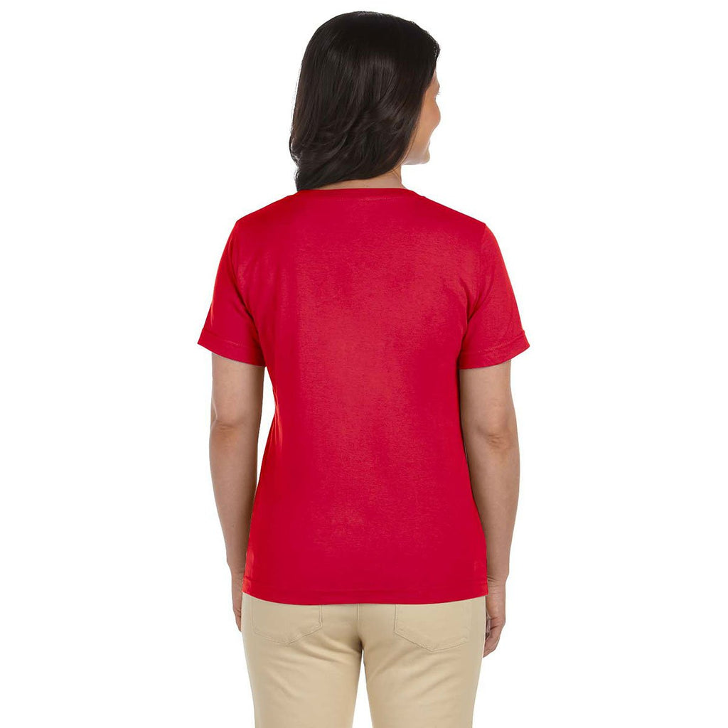 LAT Women's Red V-Neck Premium Jersey T-Shirt