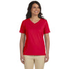 LAT Women's Red V-Neck Premium Jersey T-Shirt