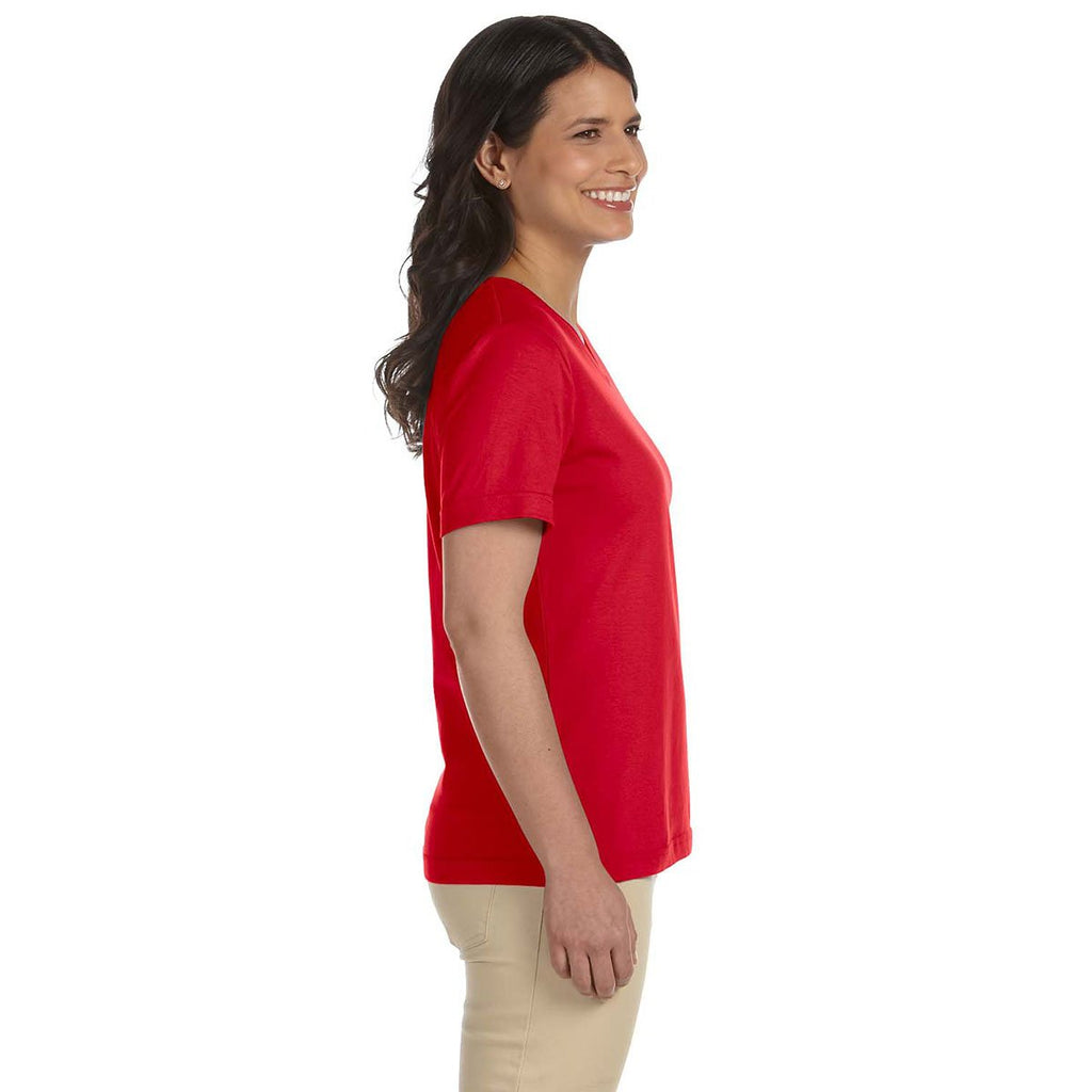 LAT Women's Red V-Neck Premium Jersey T-Shirt
