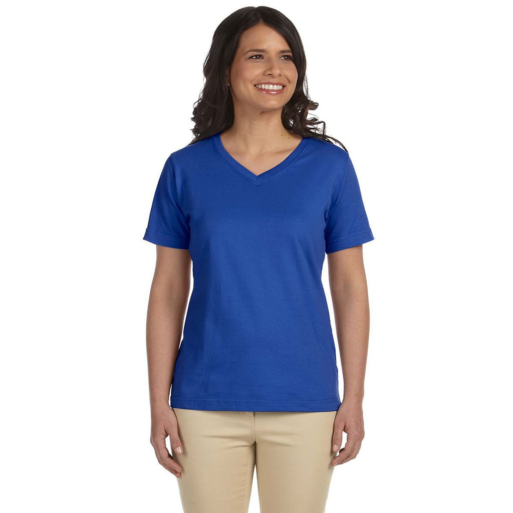 LAT Women's Royal V-Neck Premium Jersey T-Shirt