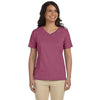 LAT Women's Vintage Burgundy V-Neck Premium Jersey T-Shirt