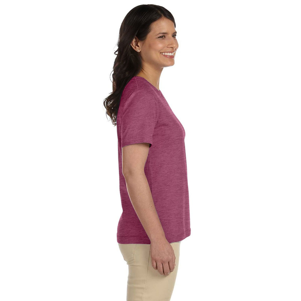 LAT Women's Vintage Burgundy V-Neck Premium Jersey T-Shirt