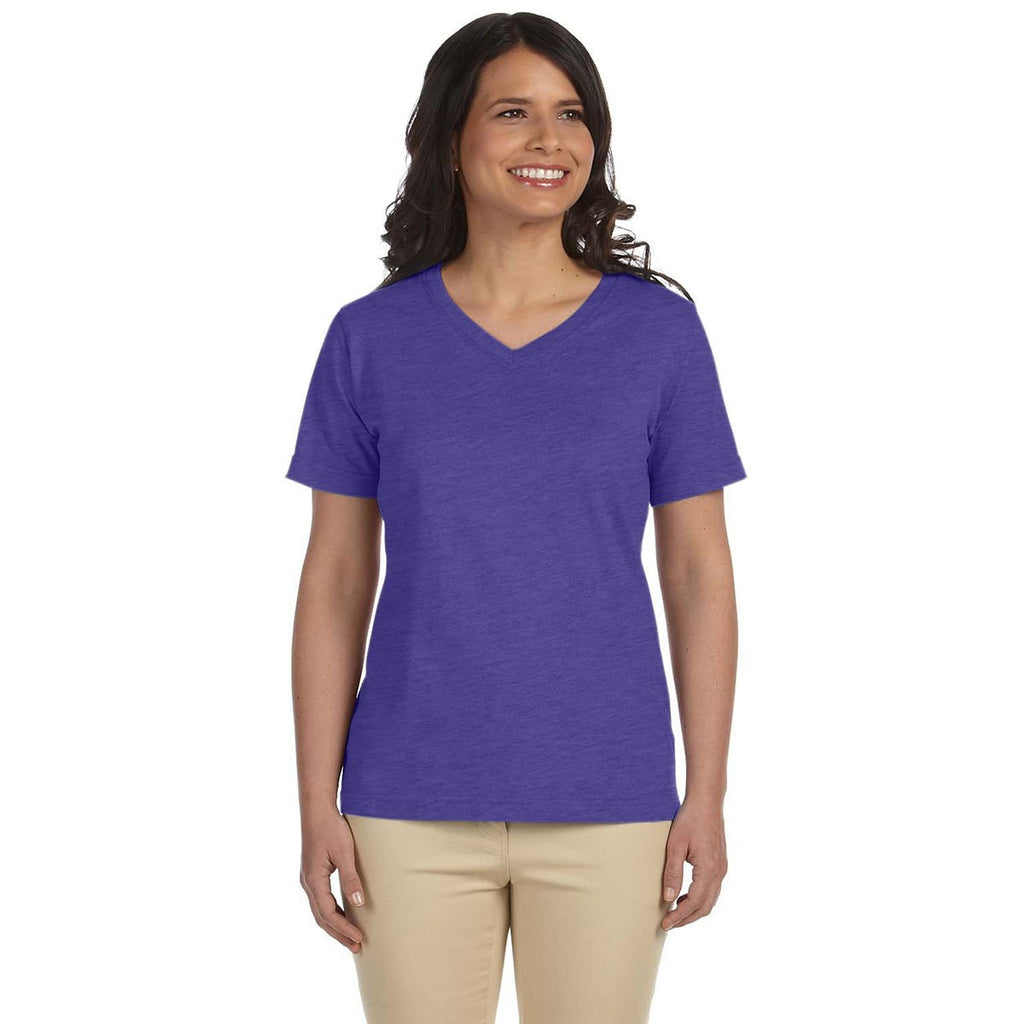 LAT Women's Vintage Purple V-Neck Premium Jersey T-Shirt
