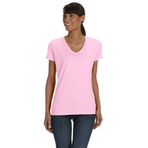 Fruit of the Loom Women's Classic Pink 5 oz. HD Cotton V-Neck T-Shirt
